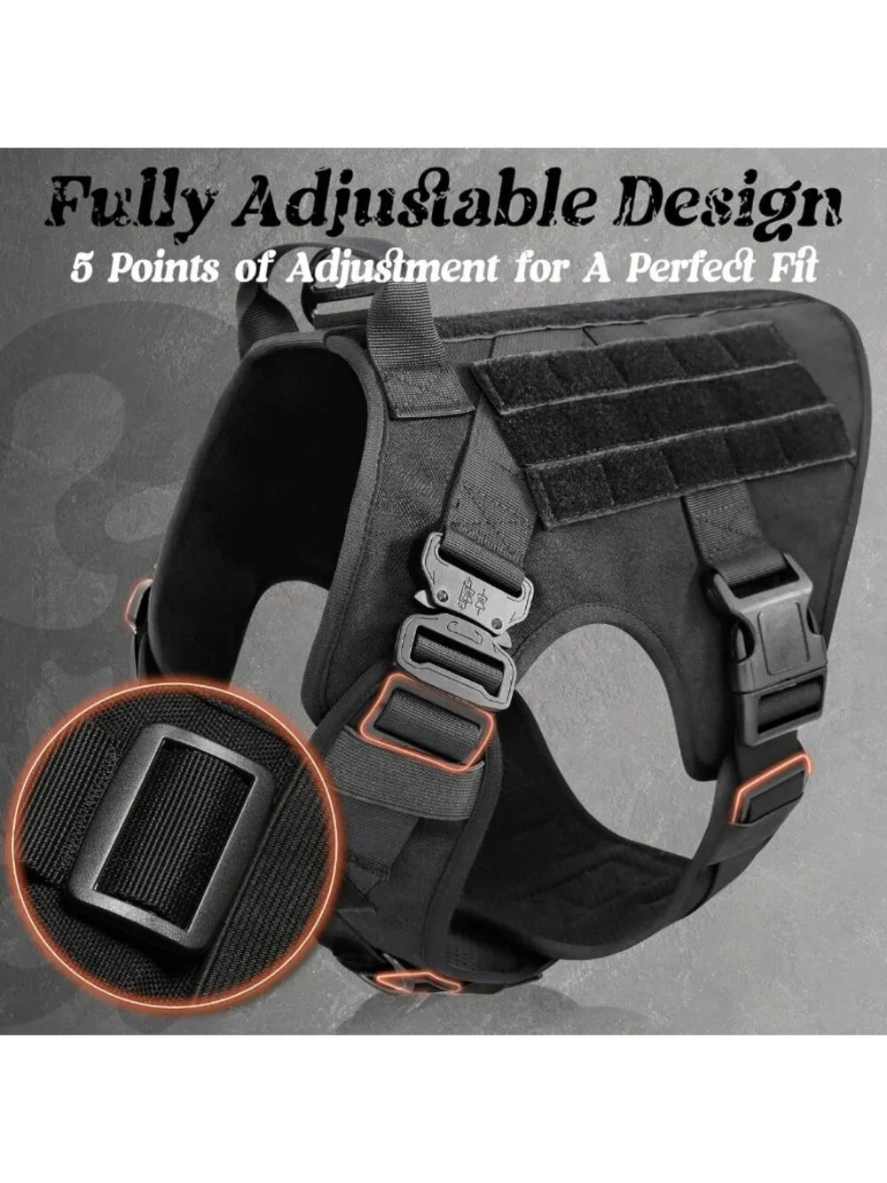 Heavy Duty Tactical Dog Harness for Large Breeds | No Pull Military Vest